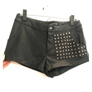 Vegan leather studded shorts